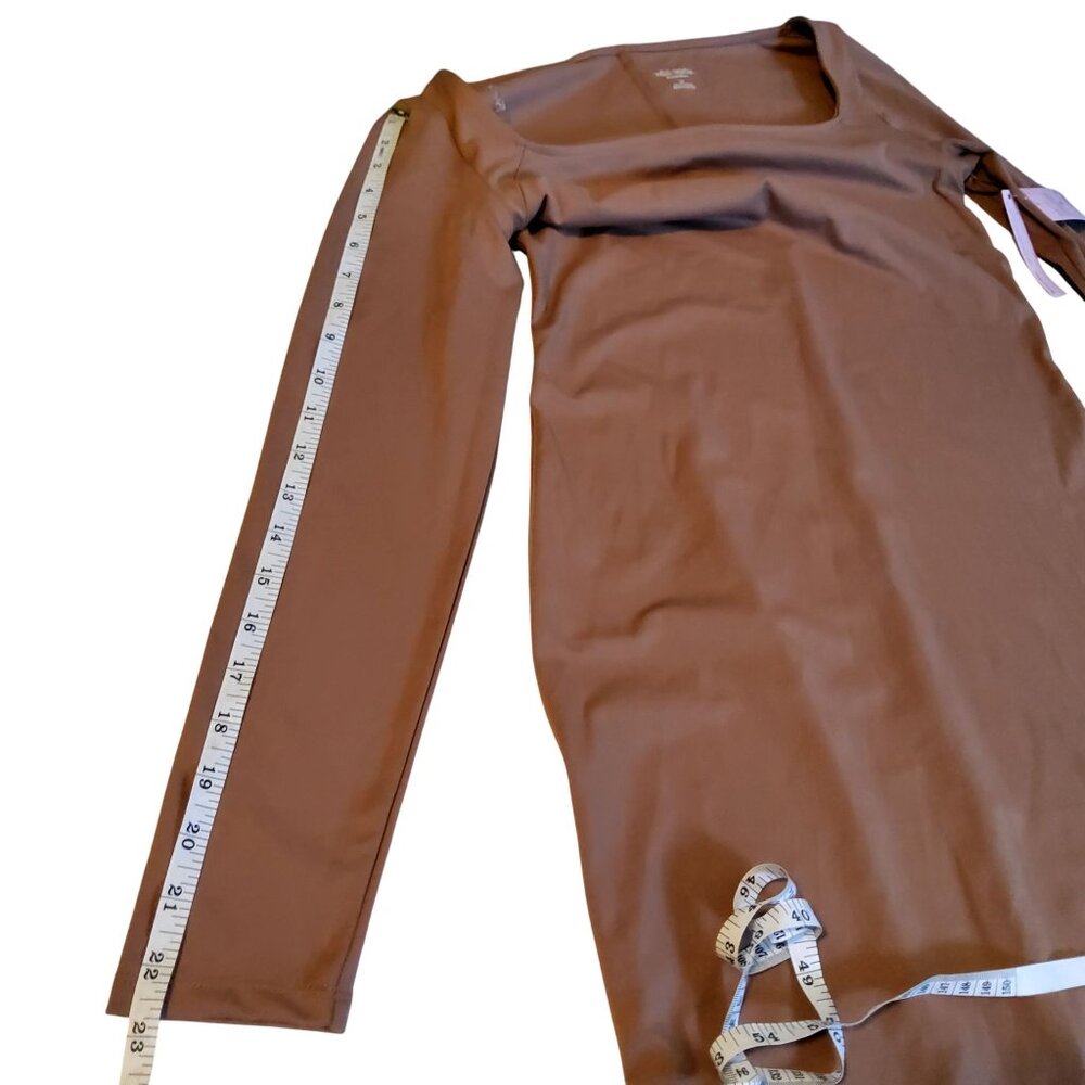 Wild Fable Long Sleeve Bodycon Maxi Dress In Brown With Back Slit detail Size M - Picture 5 of 13